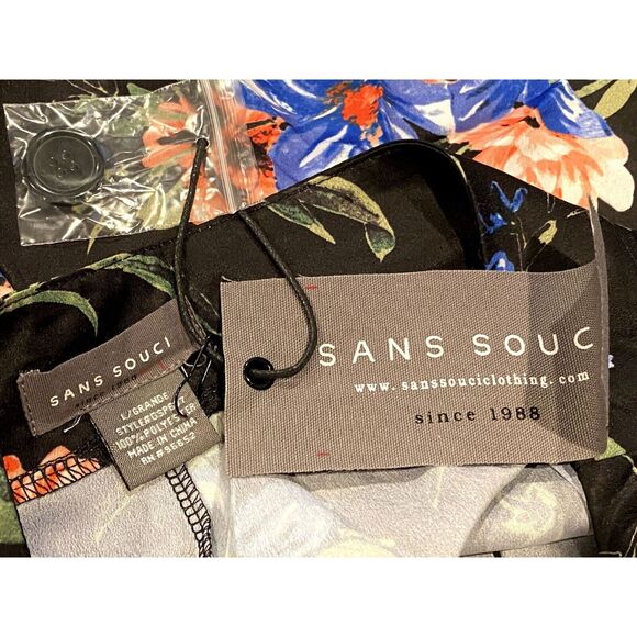 NWT Cute Floral Print Ruffled High Waist Silky Feel Button Zip Up Shorts L Black - Picture 7 of 15